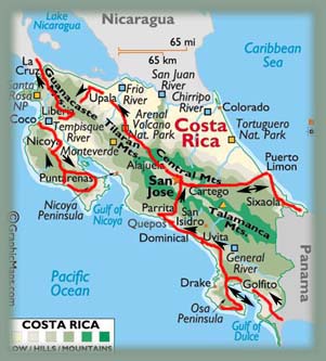 Costa Rica - Itinéraire