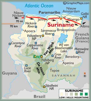 Surinam - carte