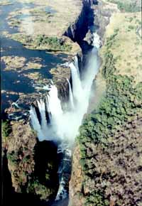 Chutes Victoria Falls vue d'hélicoptère